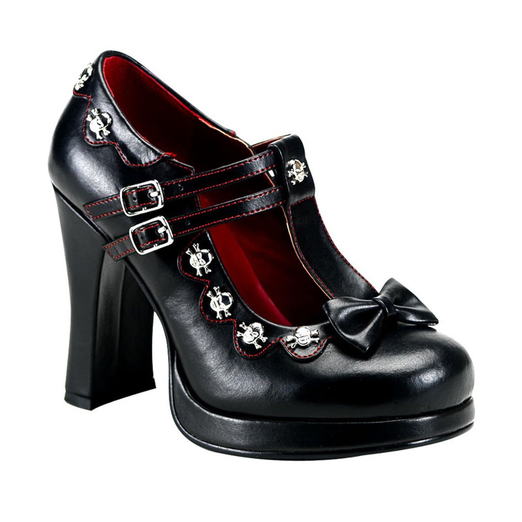 Chaussures Plateforme Demonia Crypto 06 Vegan Cuir Femme - Noir 46532-FZGA